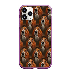 Чехол iPhone 11 Pro матовый Dog patternt, цвет: 3D-фиолетовый