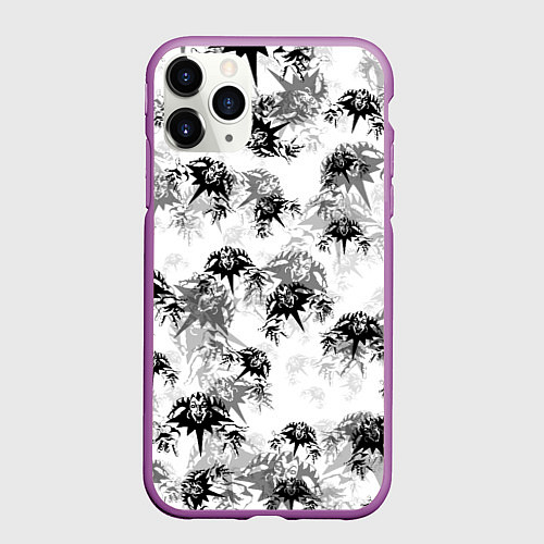 Чехол iPhone 11 Pro матовый Король и шут Лого Паттерн / 3D-Фиолетовый – фото 1