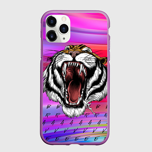 Чехол iPhone 11 Pro матовый Brave tiger / 3D-Фиолетовый – фото 1