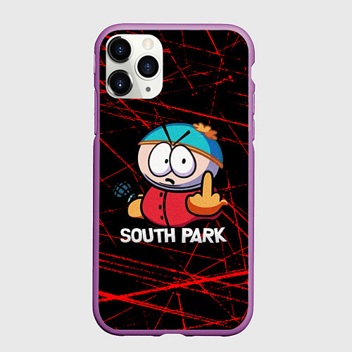 Чехол iPhone 11 Pro матовый Мультфильм Южный парк Эрик South Park / 3D-Фиолетовый – фото 1