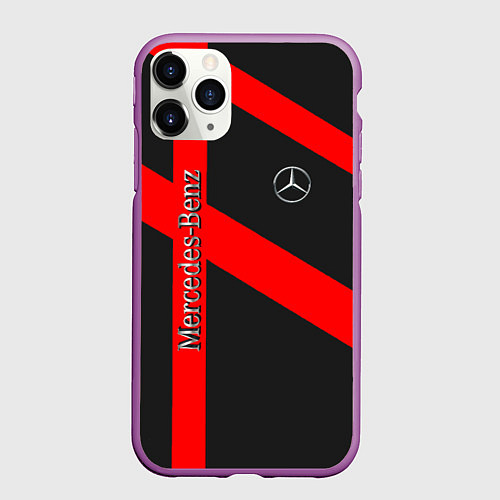 Чехол iPhone 11 Pro матовый Mercedes мерседес amg / 3D-Фиолетовый – фото 1