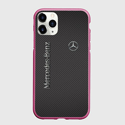 Чехол iPhone 11 Pro матовый Mercedes карбоновые полосы