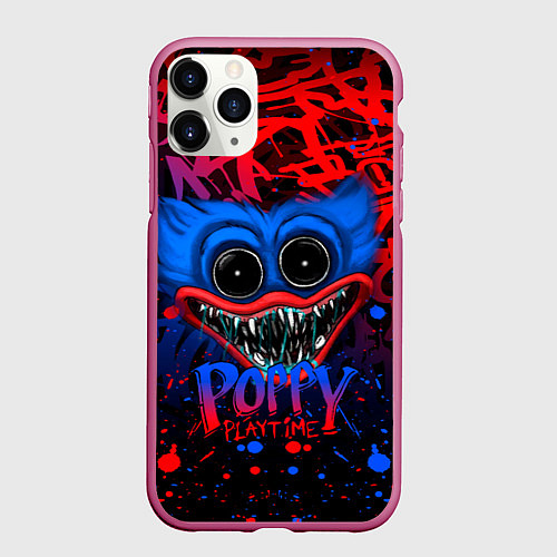 Чехол iPhone 11 Pro матовый ХАГИ ВАГИ НЕОНОВОЕ ГРАФФИТИ БРЫЗГИ КРАСОК / 3D-Малиновый – фото 1