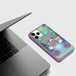 Чехол iPhone 11 Pro матовый Маленький серый волк, цвет: 3D-фиолетовый — фото 2