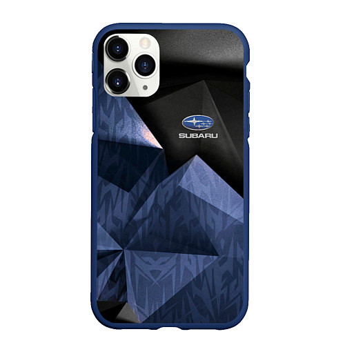 Чехол iPhone 11 Pro матовый Subaru субару спорт / 3D-Тёмно-синий – фото 1