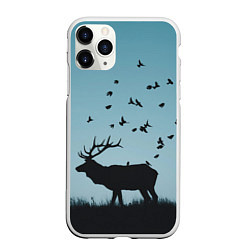 Чехол iPhone 11 Pro матовый Северный Олень Reindeer, цвет: 3D-белый