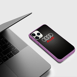 Чехол iPhone 11 Pro матовый Audi карбон, цвет: 3D-фиолетовый — фото 2