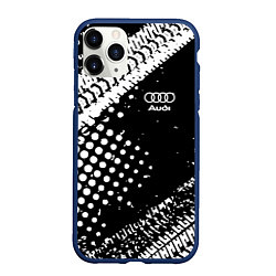 Чехол iPhone 11 Pro матовый Ауди audi шины, цвет: 3D-тёмно-синий