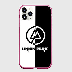 Чехол iPhone 11 Pro матовый Linkin Park ЧБ, цвет: 3D-малиновый
