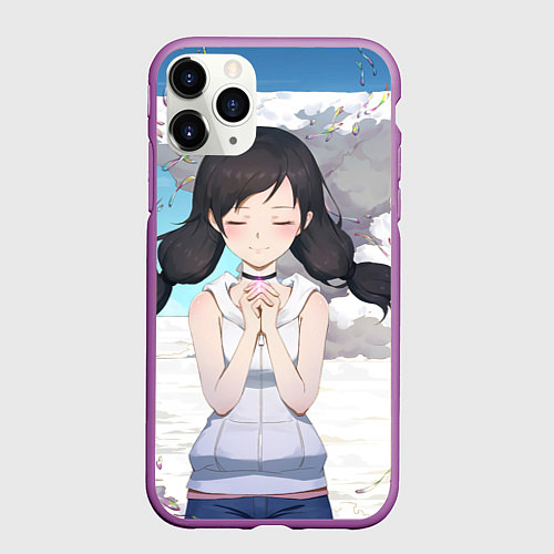 Чехол iPhone 11 Pro матовый Милашка Хина / 3D-Фиолетовый – фото 1