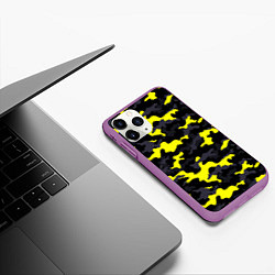 Чехол iPhone 11 Pro матовый Black Camo, цвет: 3D-фиолетовый — фото 2