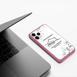 Чехол iPhone 11 Pro матовый КОТ ПРОГРАММИСТ, цвет: 3D-малиновый — фото 2