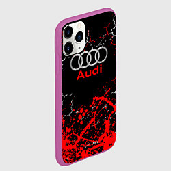 Чехол iPhone 11 Pro матовый AUDI АУДИ брызги, цвет: 3D-фиолетовый — фото 2