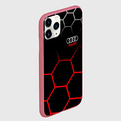 Чехол iPhone 11 Pro матовый АУДИ Autosport Соты, цвет: 3D-малиновый — фото 2