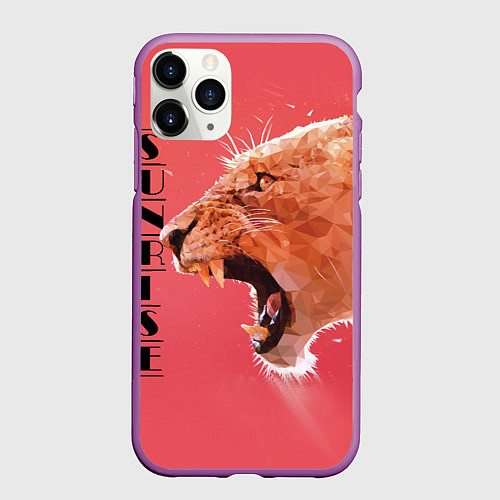 Чехол iPhone 11 Pro матовый Leopard sunrise / 3D-Фиолетовый – фото 1