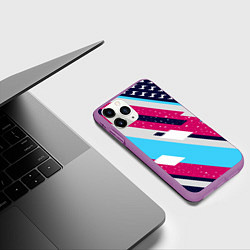 Чехол iPhone 11 Pro матовый Abstraction with lightning bolts, цвет: 3D-фиолетовый — фото 2