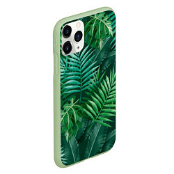 Чехол iPhone 11 Pro матовый Tropical plants pattern, цвет: 3D-салатовый — фото 2