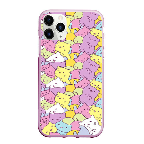 Чехол iPhone 11 Pro матовый Cute pattern of seals / 3D-Розовый – фото 1