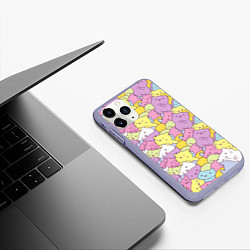 Чехол iPhone 11 Pro матовый Cute pattern of seals, цвет: 3D-светло-сиреневый — фото 2