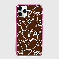 Чехол iPhone 11 Pro матовый Узор белые линии, цвет: 3D-малиновый