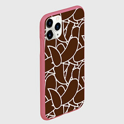 Чехол iPhone 11 Pro матовый Узор белые линии, цвет: 3D-малиновый — фото 2