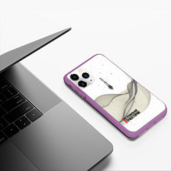 Чехол iPhone 11 Pro матовый РОСКОСМОС на белом, цвет: 3D-фиолетовый — фото 2