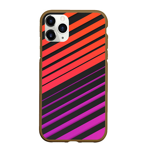 Чехол iPhone 11 Pro матовый Линии градиентGradient Polygon Lines / 3D-Коричневый – фото 1