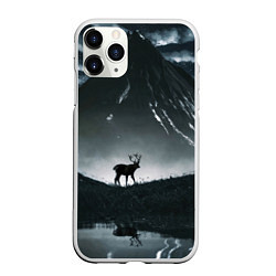 Чехол iPhone 11 Pro матовый Северный олень и вулкан