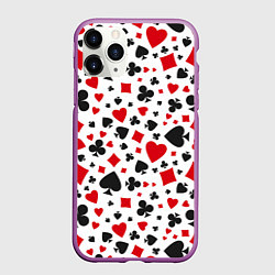Чехол iPhone 11 Pro матовый Картёжные Масти, цвет: 3D-фиолетовый