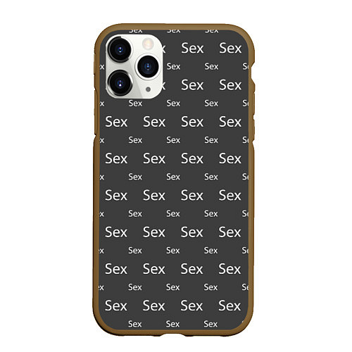 Чехол iPhone 11 Pro матовый SEX-СЕКС-SEX / 3D-Коричневый – фото 1