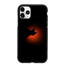 Чехол iPhone 11 Pro матовый Кошка и закат, цвет: 3D-черный