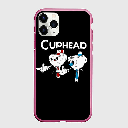 Чехол iPhone 11 Pro матовый Cuphead грозные ребята из Криминального чтива / 3D-Малиновый – фото 1