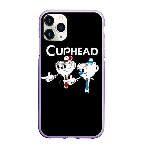 Чехол iPhone 11 Pro матовый Cuphead грозные ребята из Криминального чтива / 3D-Светло-сиреневый – фото 1