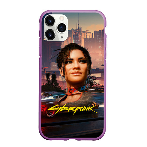 Чехол iPhone 11 Pro матовый Panam Панам Cyberpunk 2077 портрет / 3D-Фиолетовый – фото 1