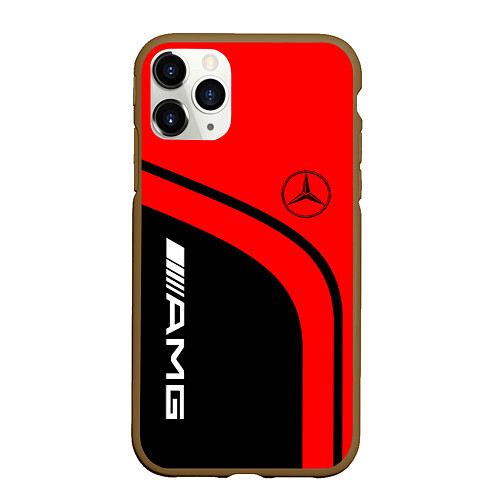 Чехол iPhone 11 Pro матовый AMG MERCEDES RED / 3D-Коричневый – фото 1