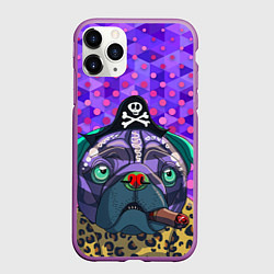 Чехол iPhone 11 Pro матовый Pirate Dog, цвет: 3D-фиолетовый