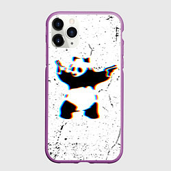 Чехол iPhone 11 Pro матовый Banksy Panda with guns Бэнкси, цвет: 3D-фиолетовый