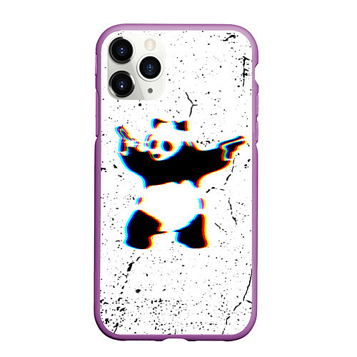 Чехол iPhone 11 Pro матовый Banksy Panda with guns Бэнкси / 3D-Фиолетовый – фото 1