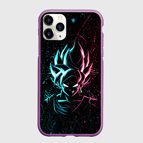 Чехол iPhone 11 Pro матовый Неоновый Гоку Блек Аниме Anime Dragon Ball / 3D-Фиолетовый – фото 1