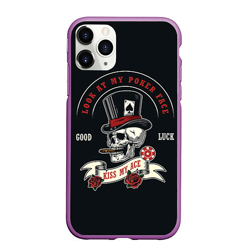 Чехол iPhone 11 Pro матовый KISS MY ASS CASINO / 3D-Фиолетовый – фото 1