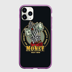 Чехол iPhone 11 Pro матовый MONEY мой карман хочет больше, цвет: 3D-фиолетовый