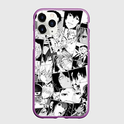 Чехол iPhone 11 Pro матовый Bungo Stray Dogs pattern, цвет: 3D-фиолетовый