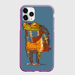 Чехол iPhone 11 Pro матовый Лягуха-путешественица, цвет: 3D-фиолетовый