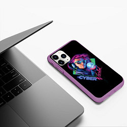 Чехол iPhone 11 Pro матовый Cyber World, цвет: 3D-фиолетовый — фото 2