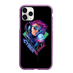 Чехол iPhone 11 Pro матовый Cyber World, цвет: 3D-фиолетовый