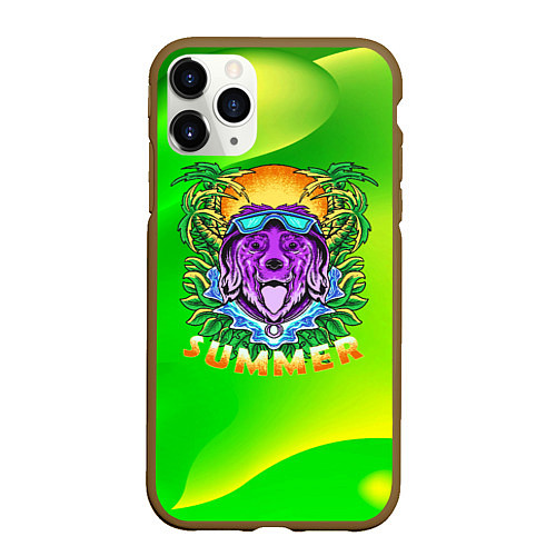 Чехол iPhone 11 Pro матовый Summer dog Собачка / 3D-Коричневый – фото 1