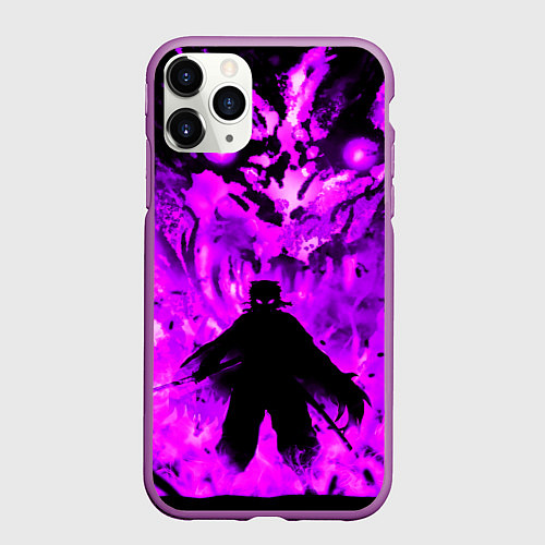 Чехол iPhone 11 Pro матовый РЕНГОКУ НЕОНОВЫЙ ОГОНЬ PURPLE / 3D-Фиолетовый – фото 1