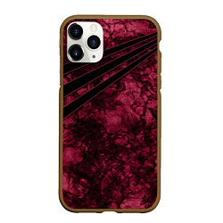 Чехол iPhone 11 Pro матовый Мраморный бордовый текстурированный узор, цвет: 3D-коричневый