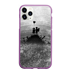Чехол iPhone 11 Pro матовый Бэнкси Дети Любовь Banksy, цвет: 3D-фиолетовый