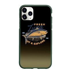 Чехол iPhone 11 Pro матовый Большая рыба fish, цвет: 3D-темно-зеленый